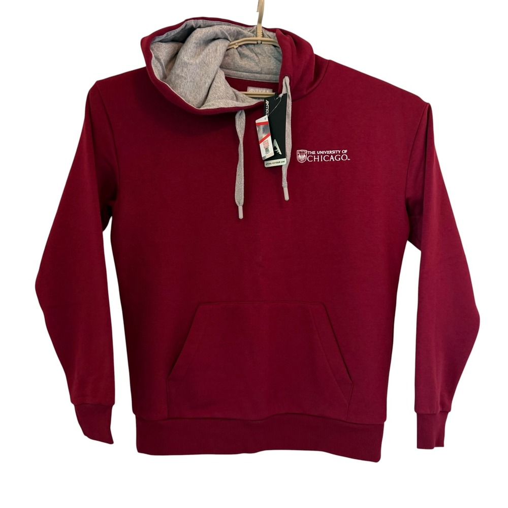 University of Chicago Hoodie Cabernet‎ Antigua Womens Medium NEW Embroidered